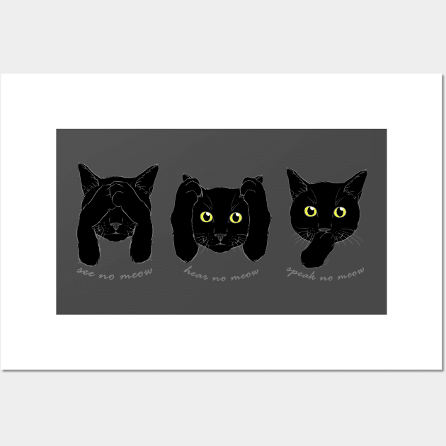 No Evil Cat - Black Cats Wall Art by meownarchy